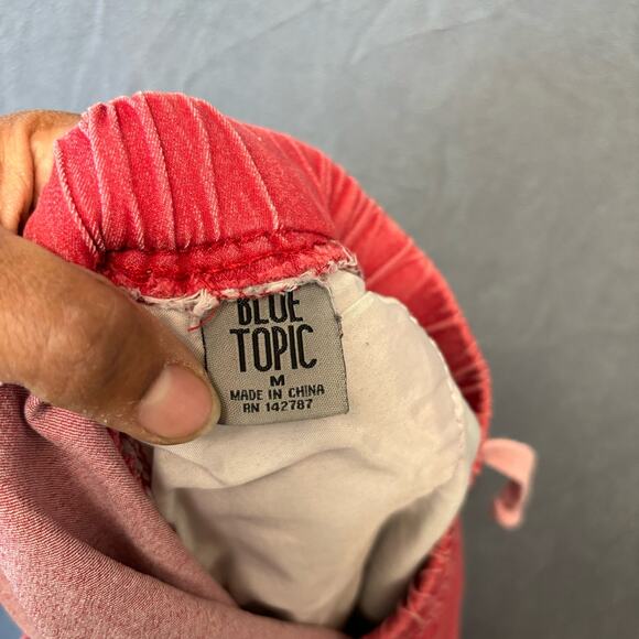 Blue Topic Denim Joggers Red Stretchy Waist Drawstring Womens Medium Streetwear - Picture 8 of 13